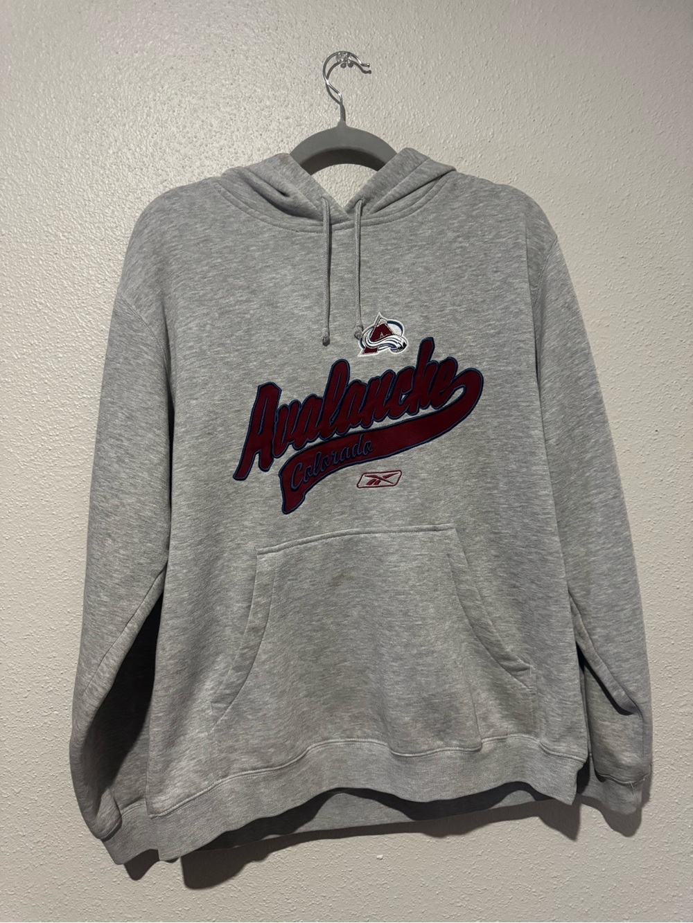 2000s Reebok Colorado Avalanche Hockey Hoodie Grey Pullover NHL Y2K